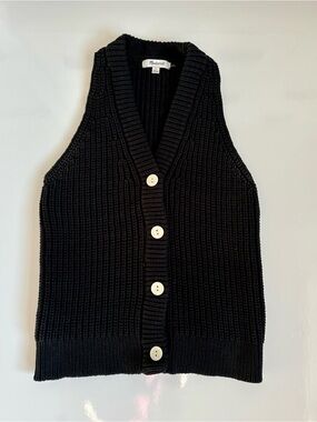 Madewell Black Knit Button-Up Sweater Vest (Size Small)